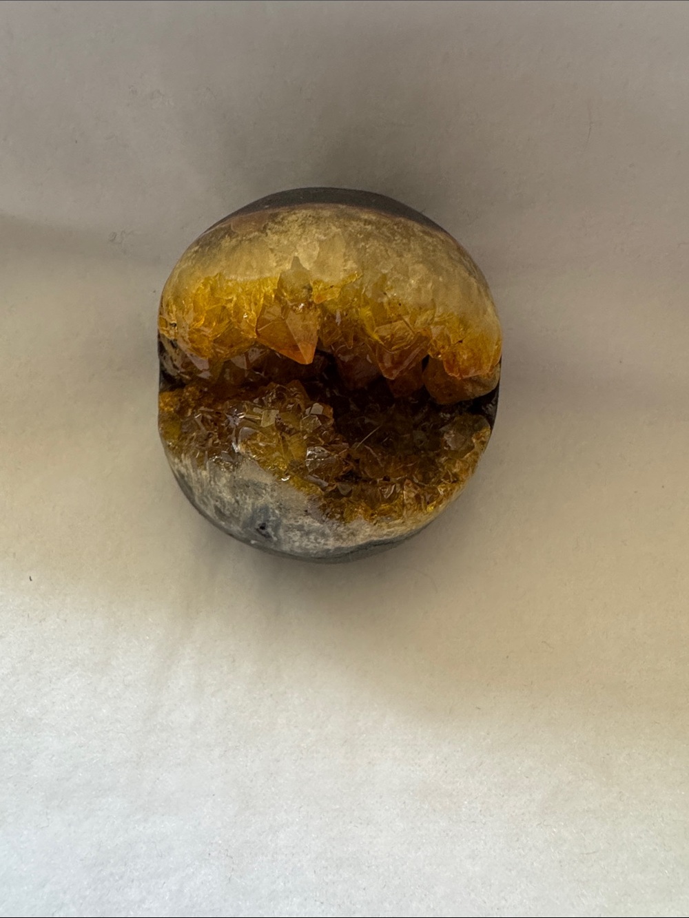 Citrine Geode Decorative Sphere - Yellow Crystal Home Art